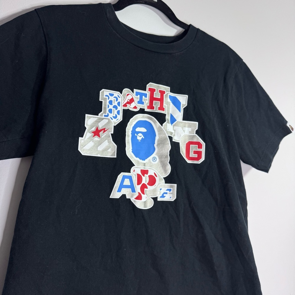 BAPE Bathing Ape Logo Graphic Tee Black Short Sleeve T Shirt M